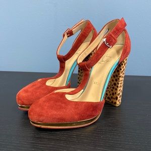 Christian Louboutin Rare Find Suede Multi-Print Heels. Euro size 37 1/2